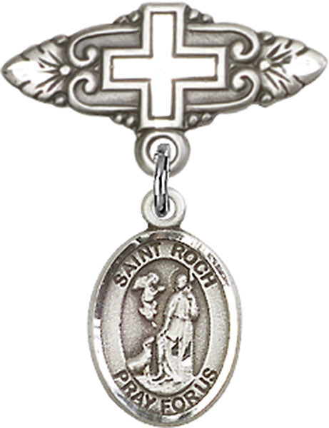 St. Roch Charm and Badge Pin with Cross