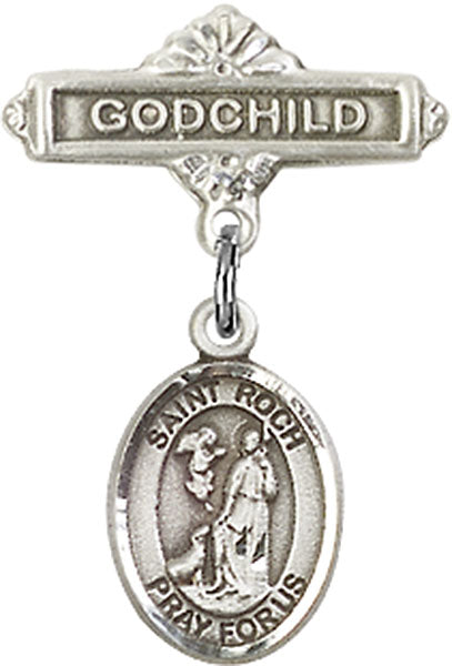 St. Roch Charm and Godchild Badge Pin