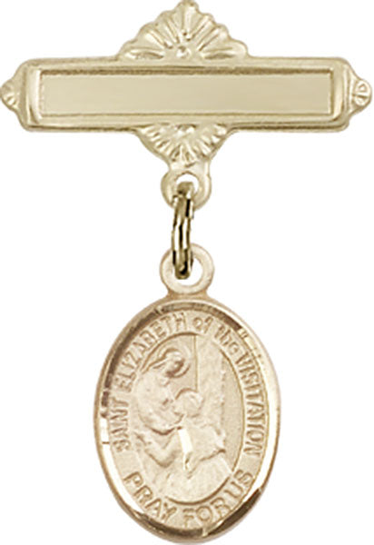 St. Elizabeth of the Visitation Charm and Polished Engravable Badge Pin
