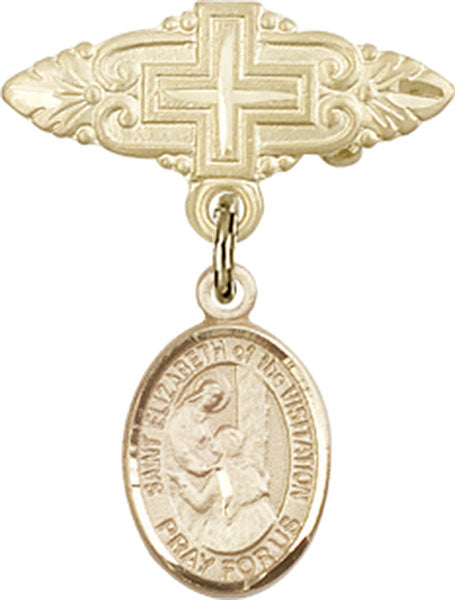 St. Elizabeth of the Visitation Charm and Badge Pin with Cross