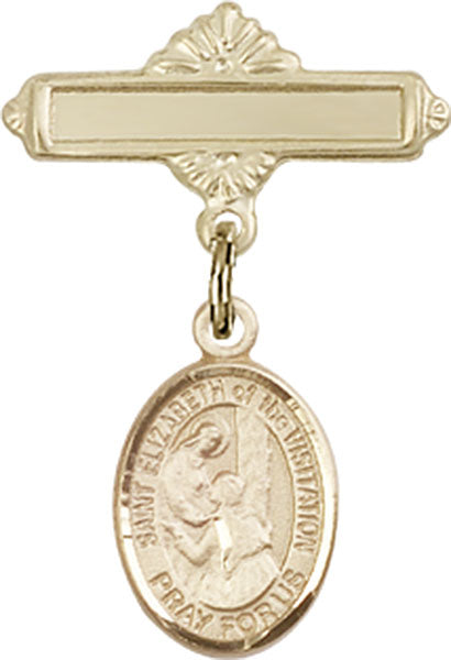 St. Elizabeth of the Visitation Charm and Polished Engravable Badge Pin