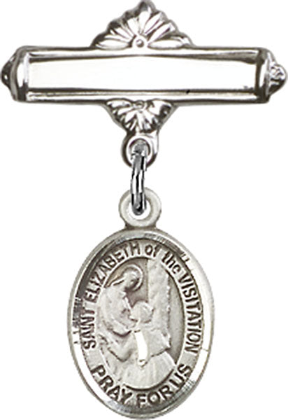 St. Elizabeth of the Visitation Charm and Polished Engravable Badge Pin