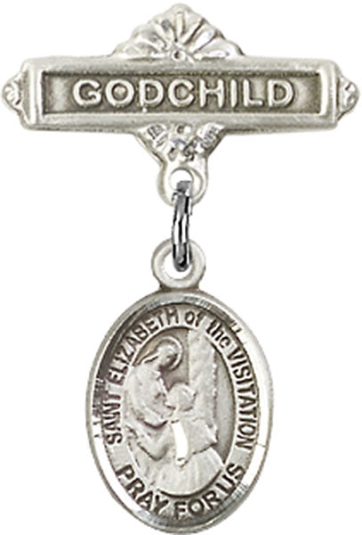 St. Elizabeth of the Visitation Charm and Godchild Badge Pin