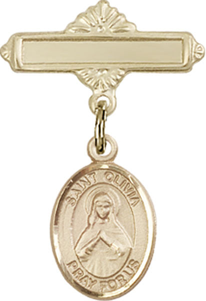 St. Olivia Charm and Polished Engravable Badge Pin
