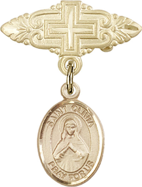 St. Olivia Charm and Badge Pin with Cross