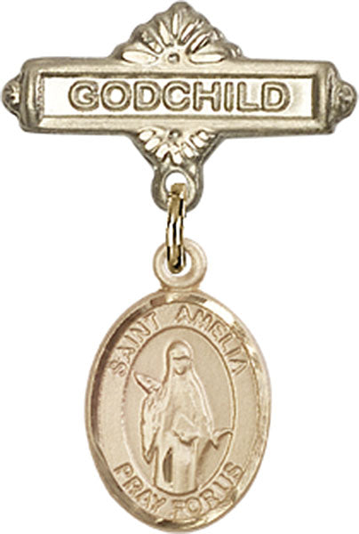 St. Amelia Charm and Godchild Badge Pin