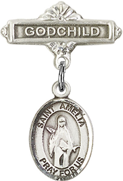 St. Amelia Charm and Godchild Badge Pin