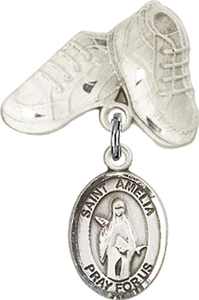 St. Amelia Charm and Baby Boots Pin