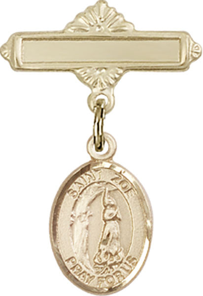 St. Zoe of Rome Charm and Polished Engravable Badge Pin
