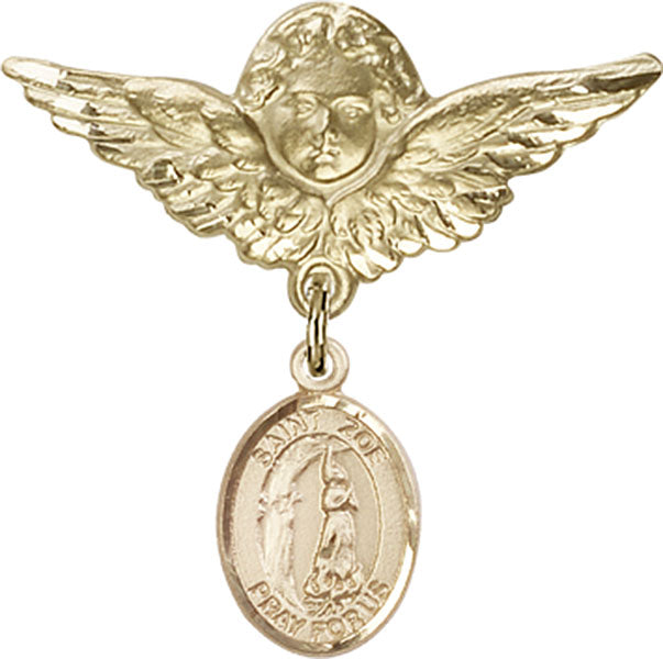 St. Zoe of Rome Charm and Angel with Larger Wings Badge Pin