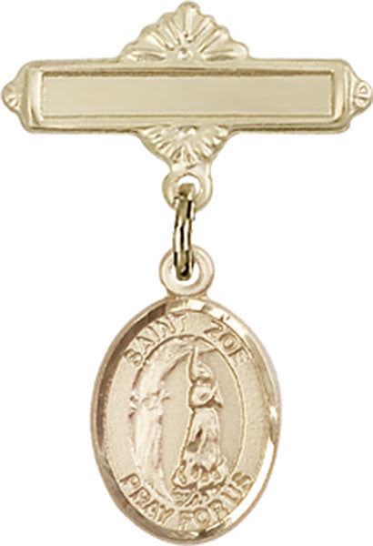 St. Zoe of Rome Charm and Polished Engravable Badge Pin