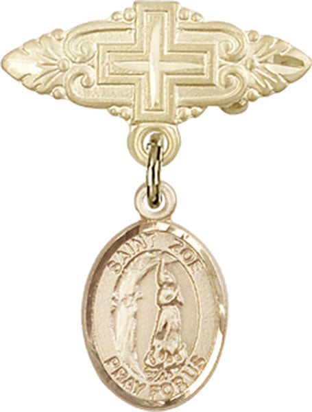 St. Zoe of Rome Charm and Badge Pin with Cross