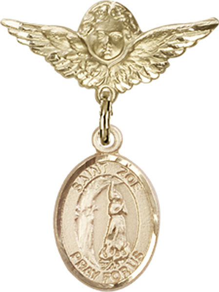St. Zoe of Rome Charm and Angel with Smaller Wings Badge Pin
