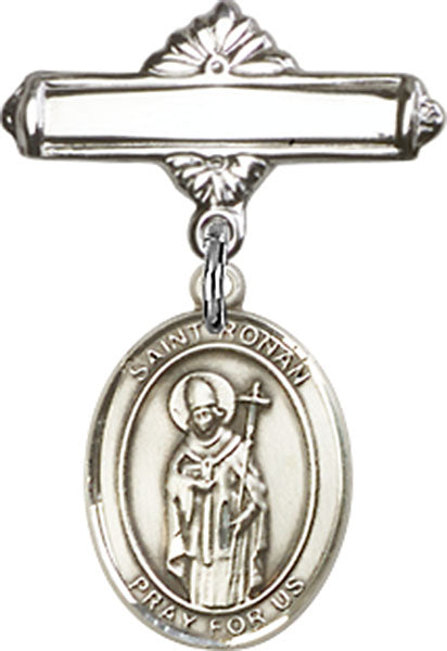 St. Ronan Charm and Polished Engravable Badge Pin