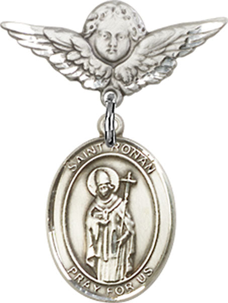St. Ronan Charm and Angel with Smaller Wings Badge Pin