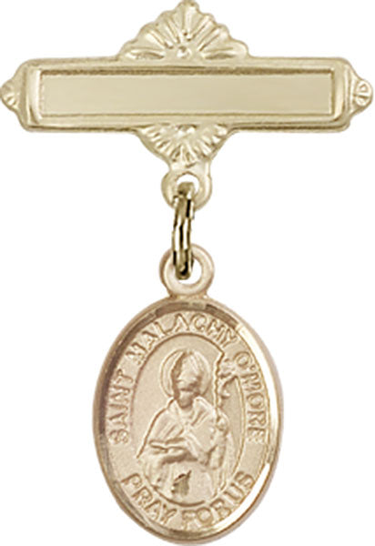 St. Malachy O'More Charm and Polished Engravable Badge Pin