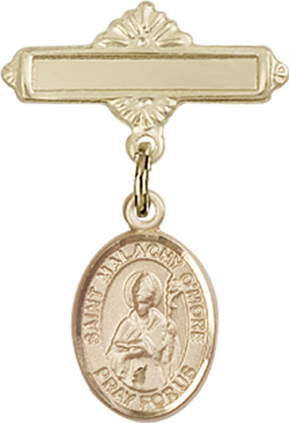St. Malachy O'More Charm and Polished Engravable Badge Pin