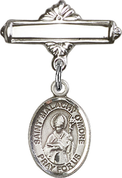 St. Malachy O'More Charm and Polished Engravable Badge Pin