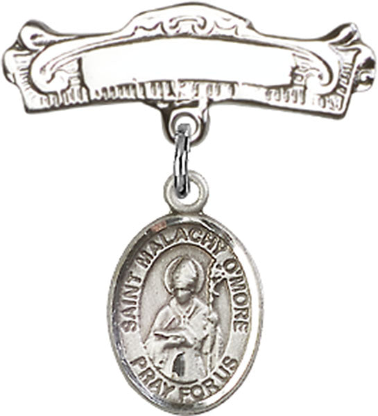 St. Malachy O'More Charm and Arched Polished Engravable Badge Pin