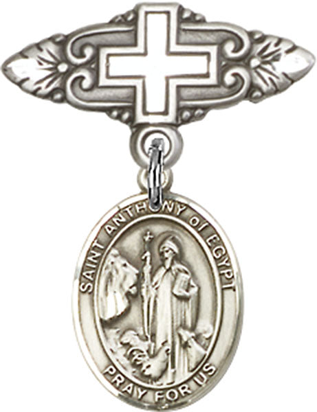 St. Anthony of Egypt Charm and Badge Pin with Cross