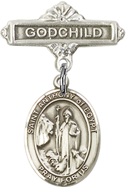 St. Anthony of Egypt Charm and Godchild Badge Pin