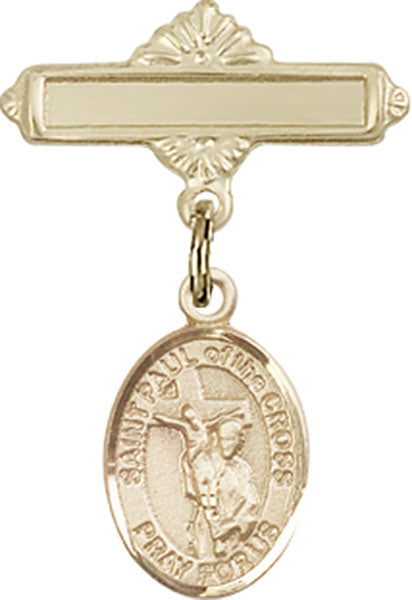 St. Paul of the Cross Charm and Polished Engravable Badge Pin