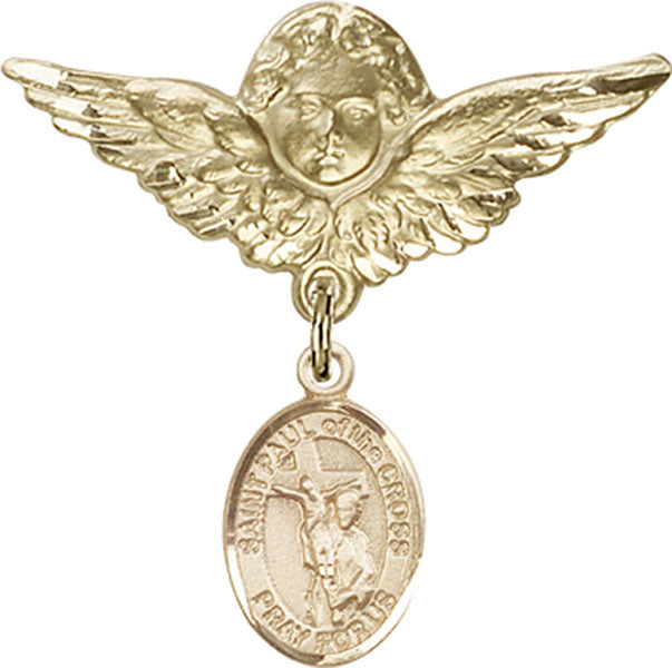 St. Paul of the Cross Charm and Angel with Larger Wings Badge Pin