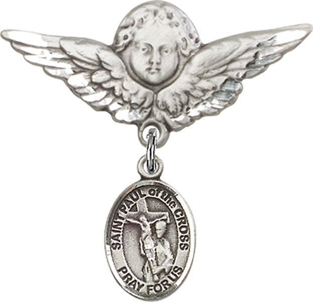 St. Paul of the Cross Charm and Angel with Larger Wings Badge Pin