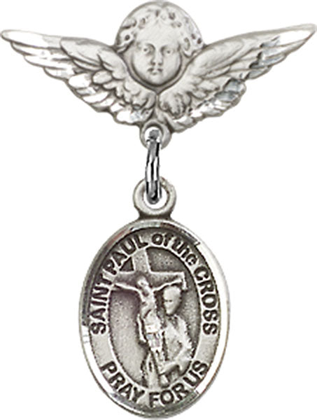 St. Paul of the Cross Charm and Angel with Smaller Wings Badge Pin