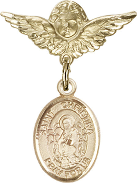 St. Christina the Astonishing Charm and Angel with Smaller Wings Badge Pin