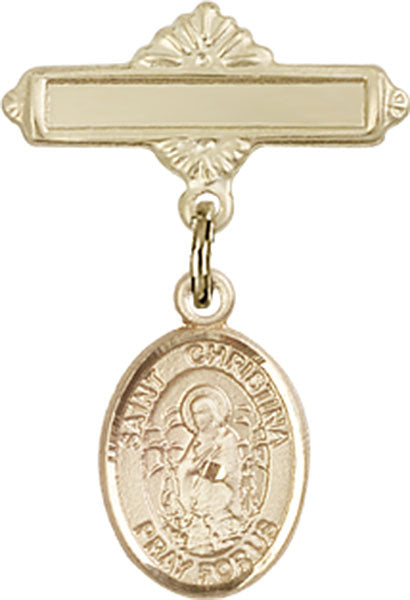 St. Christina the Astonishing Charm and Polished Engravable Badge Pin