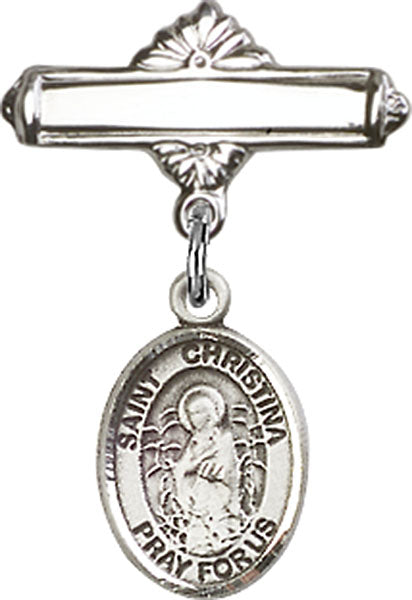 St. Christina the Astonishing Charm and Polished Engravable Badge Pin