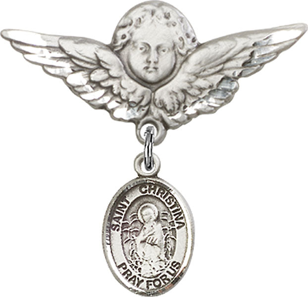 St. Christina the Astonishing Charm and Angel with Larger Wings Badge Pin