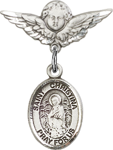 St. Christina the Astonishing Charm and Angel with Smaller Wings Badge Pin