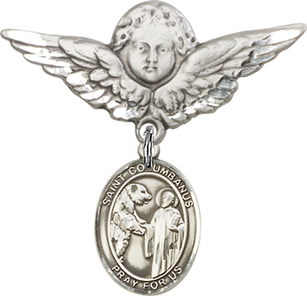 St. Columbanus Charm and Angel with Larger Wings Badge Pin