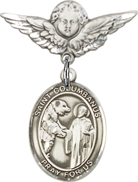 St. Columbanus Charm and Angel with Smaller Wings Badge Pin