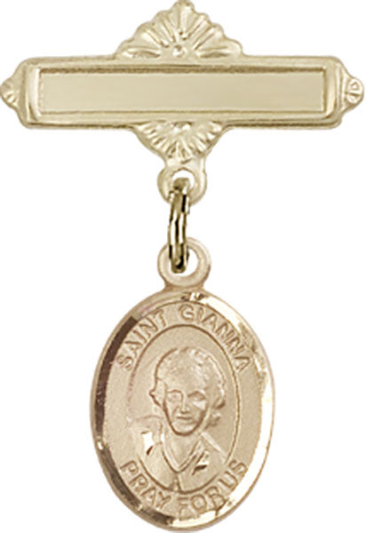 St. Gianna Beretta Molla Charm and Polished Engravable Badge Pin
