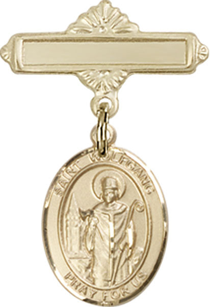 St. Wolfgang Charm and Polished Engravable Badge Pin