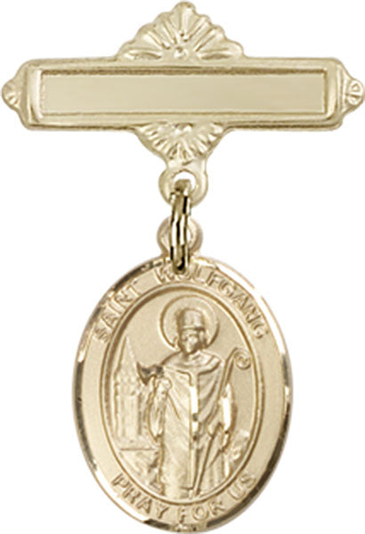 St. Wolfgang Charm and Polished Engravable Badge Pin