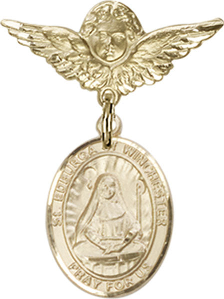 St. Edburga of Winchester Charm and Angel with Smaller Wings Badge Pin