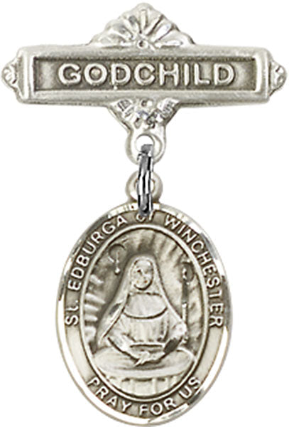 St. Edburga of Winchester Charm and Godchild Badge Pin