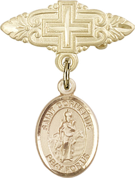 St. Cornelius Charm and Badge Pin with Cross