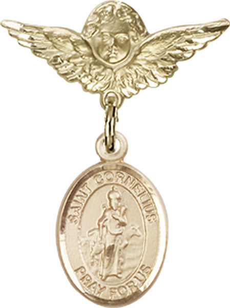 St. Cornelius Charm and Angel with Smaller Wings Badge Pin