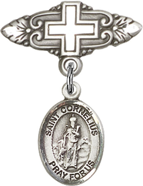 St. Cornelius Charm and Badge Pin with Cross