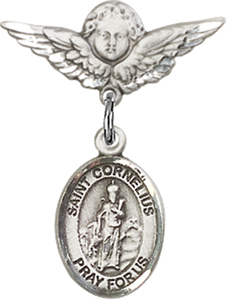 St. Cornelius Charm and Angel with Smaller Wings Badge Pin