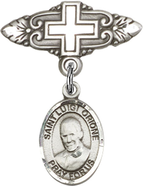 St. Luigi Orione Charm and Badge Pin with Cross