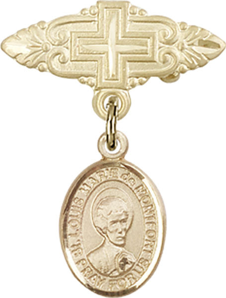 St. Louis Marie de Montfort Charm and Badge Pin with Cross