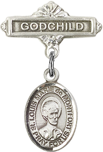 St. Louis Marie de Montfort Charm and Godchild Badge Pin