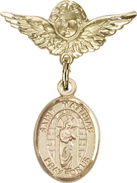 St. Matthias the Apostle Charm and Angel with Smaller Wings Badge Pin