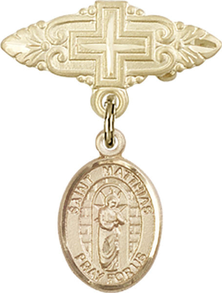 St. Matthias the Apostle Charm and Badge Pin with Cross